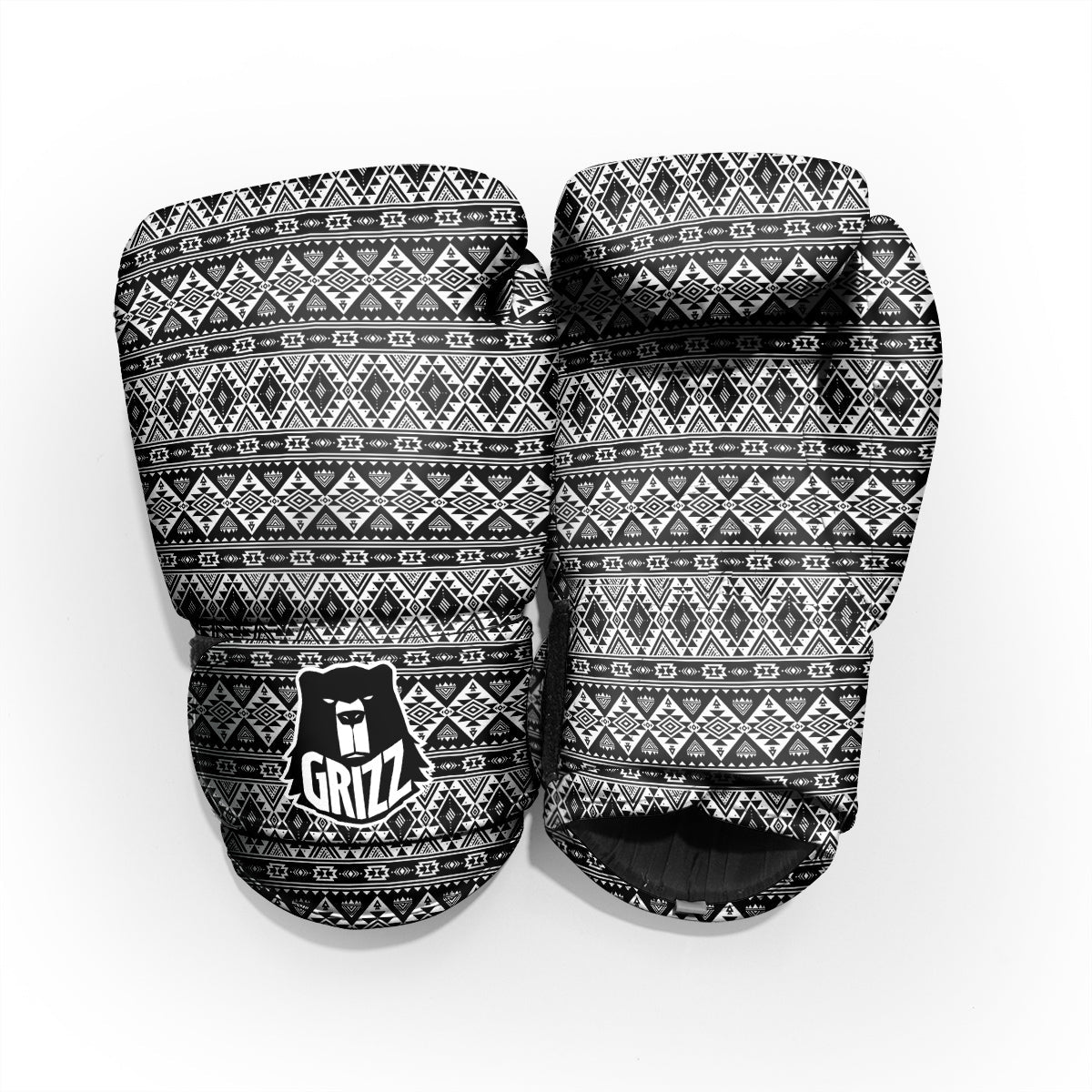 Aztec Dark Grey Print Pattern Pro Boxing Glove