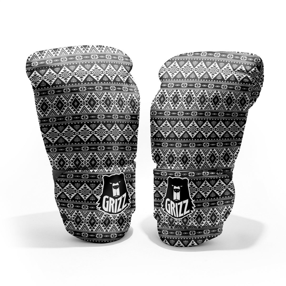 Aztec Dark Grey Print Pattern Pro Boxing Glove