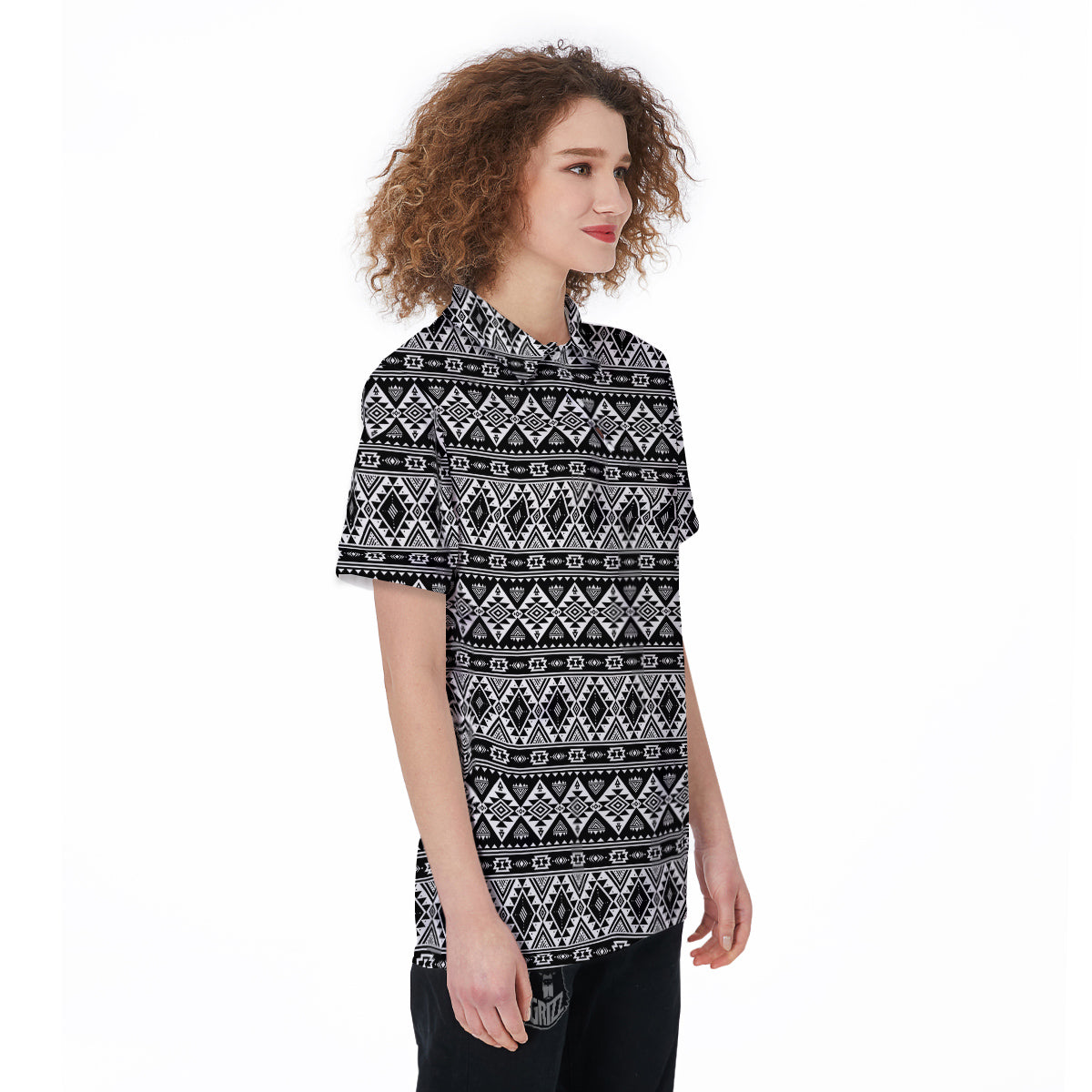 Aztec Dark Grey Print Pattern Women's Golf Shirts-grizzshop