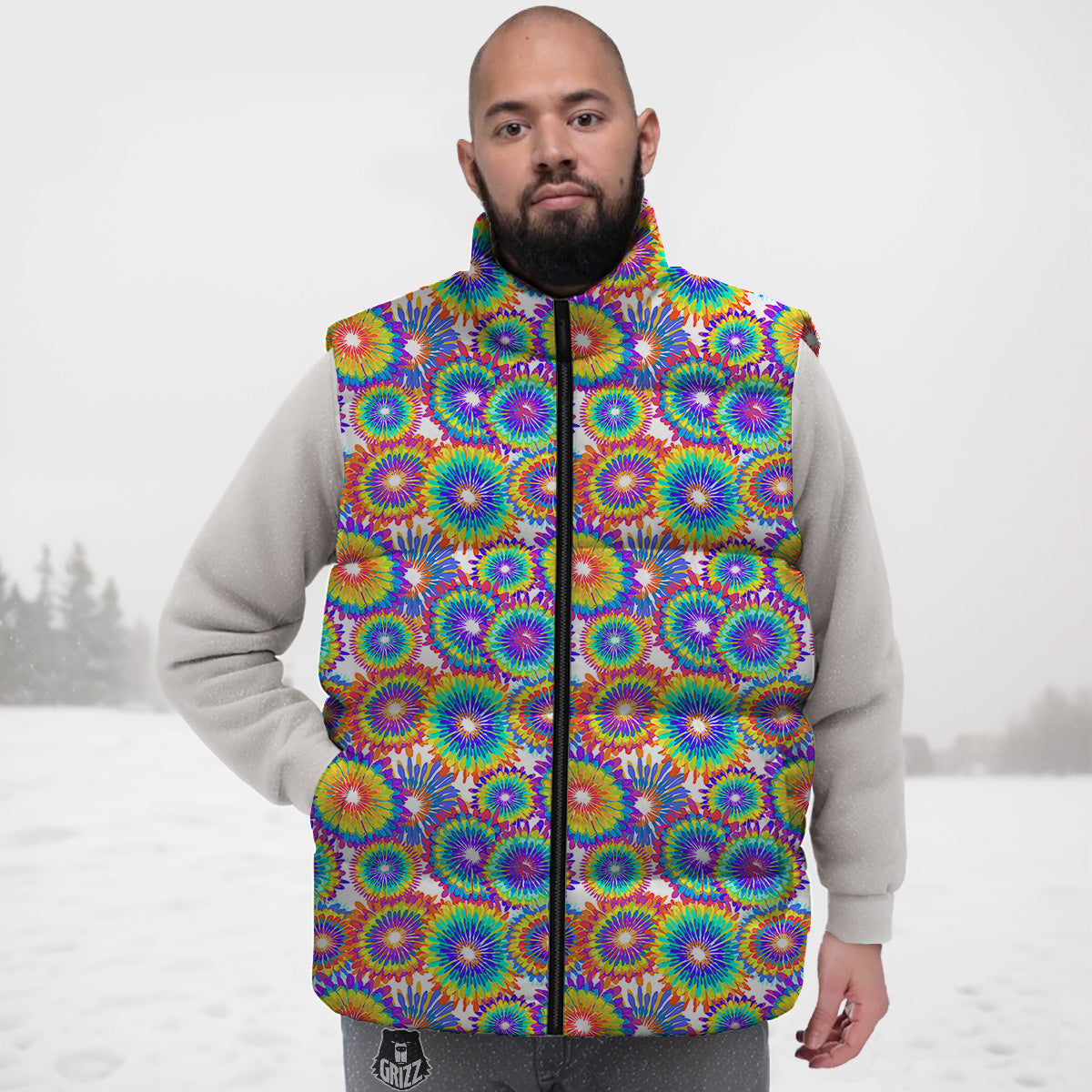 Aztec Eagle Pattern Print Down Vest