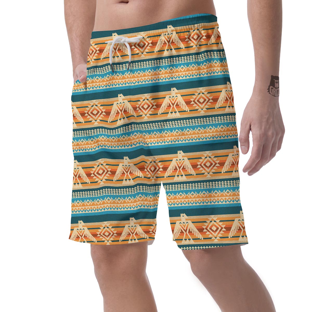 Aztec Eagle Print Pattern Men's Shorts-grizzshop