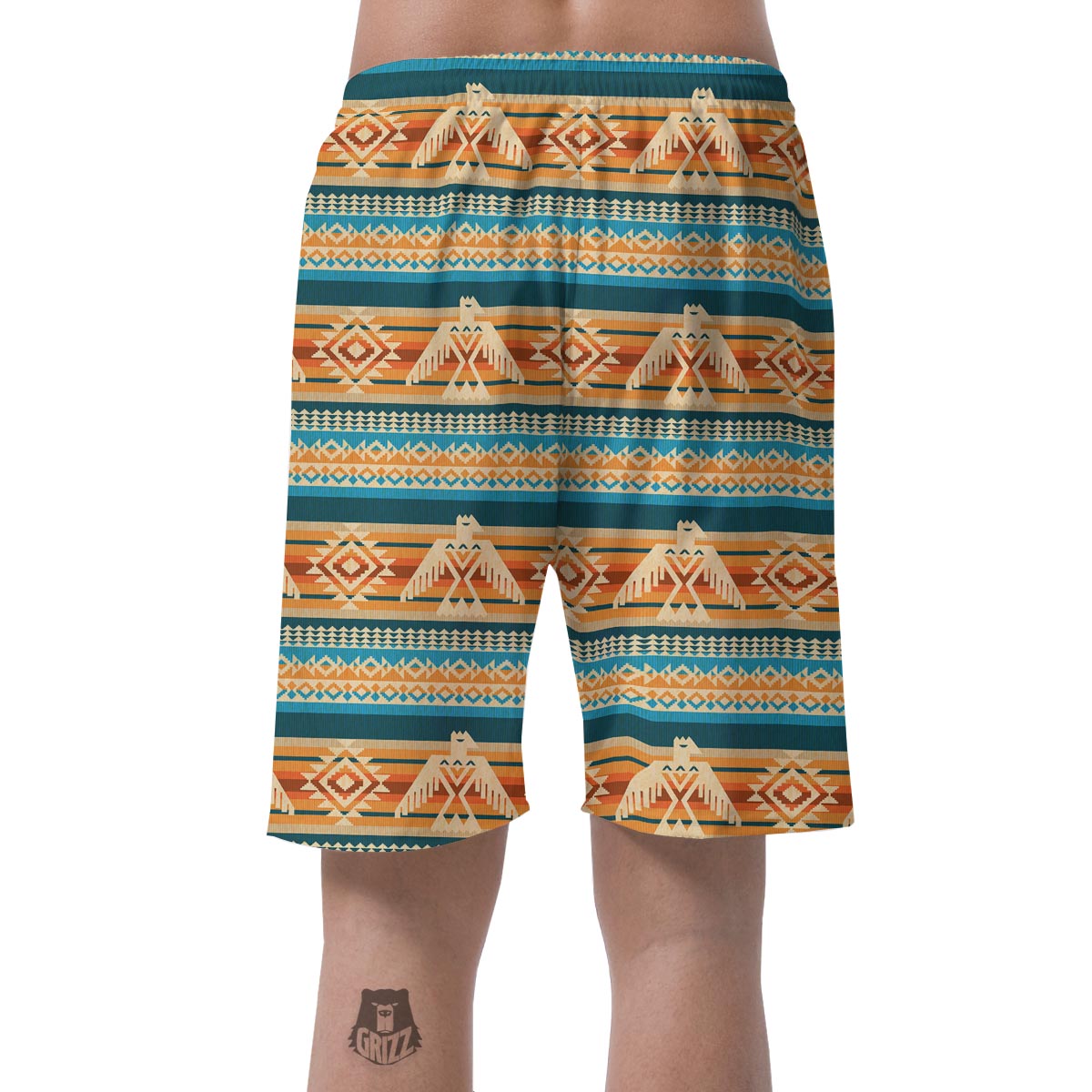 Aztec Eagle Print Pattern Men's Shorts-grizzshop