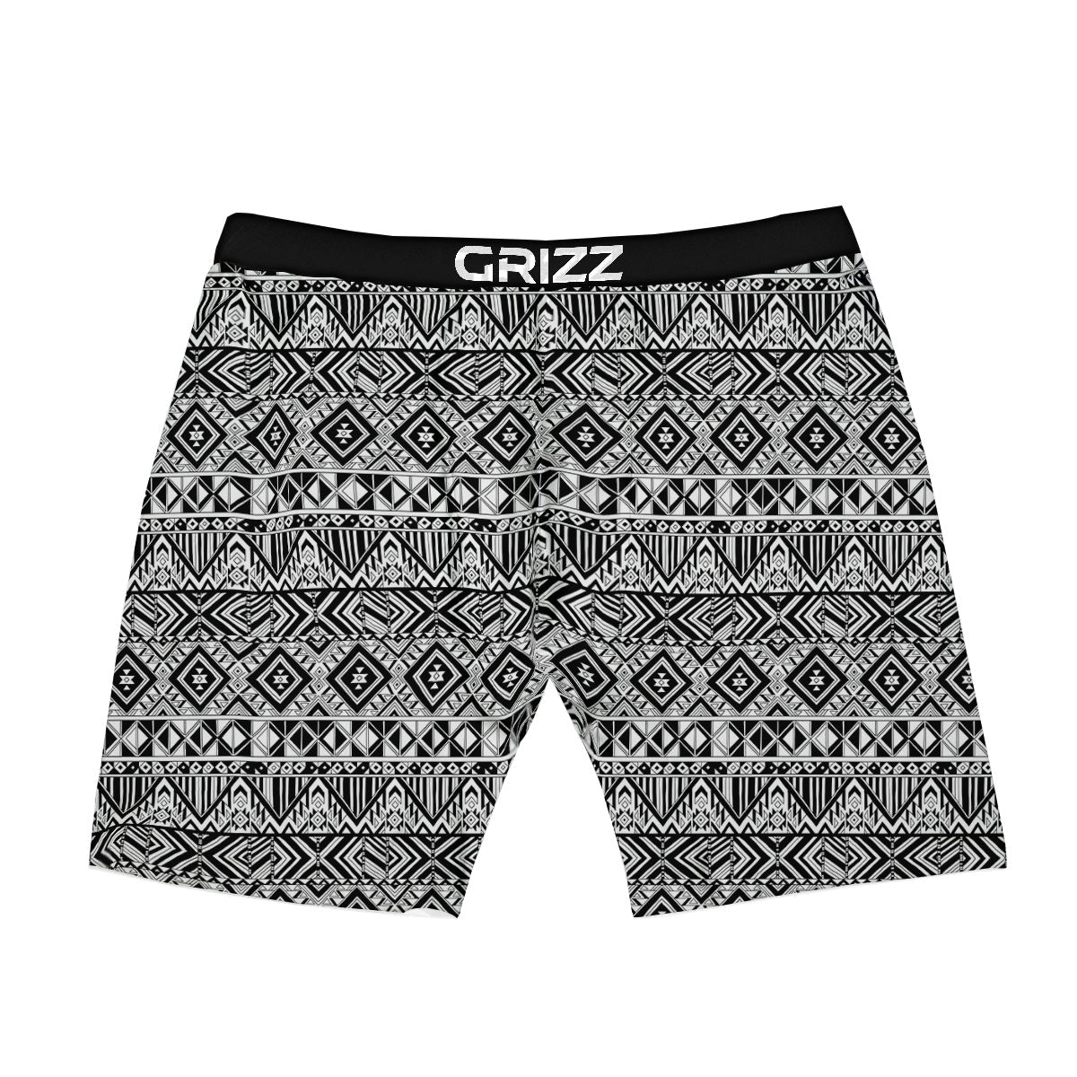 Aztec Ethnic White And Black Print Boxer Briefs-grizzshop