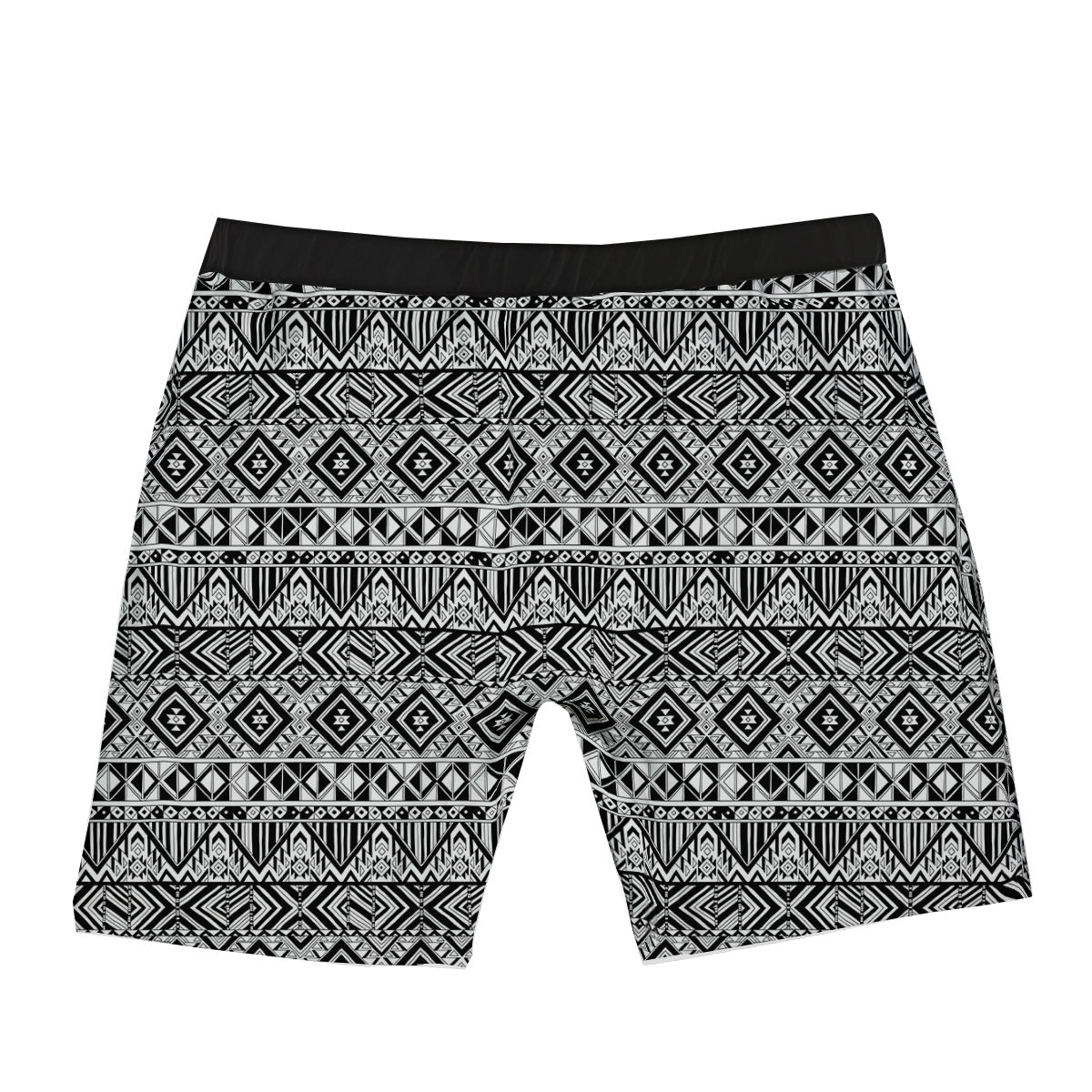Aztec Ethnic White And Black Print Boxer Briefs-grizzshop
