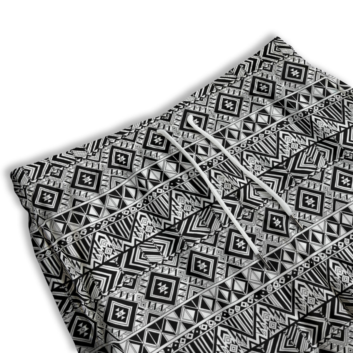 Aztec Ethnic White And Black Print Men's Athletic Shorts