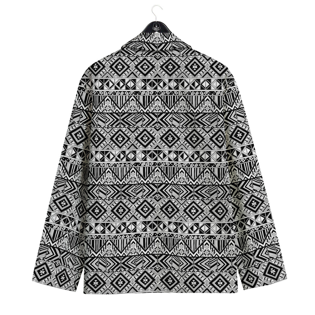 Aztec Ethnic White And Black Print Men's Sport Coat-grizzshop