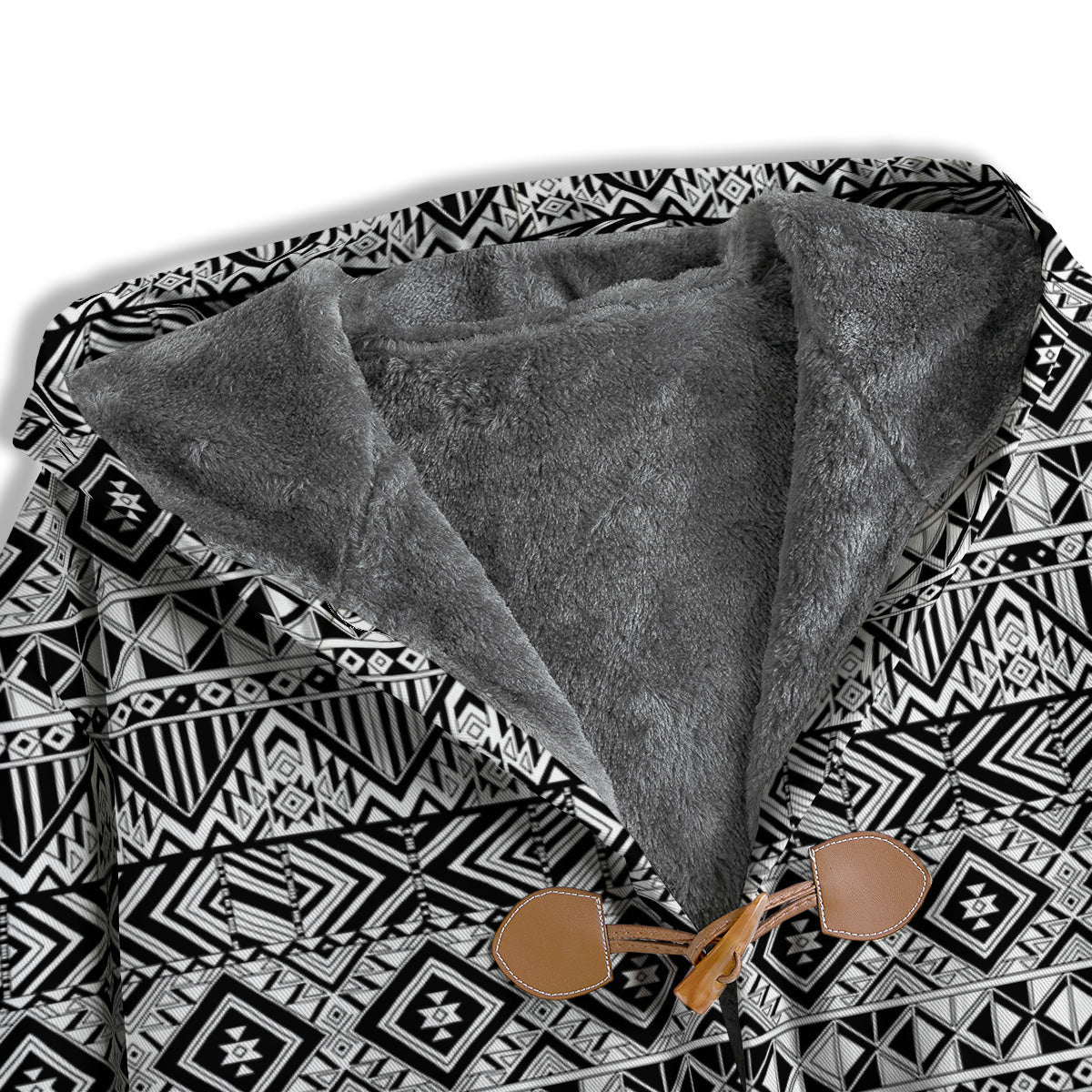 Aztec Ethnic White And Black Print Men's Windbreaker Jacket-grizzshop