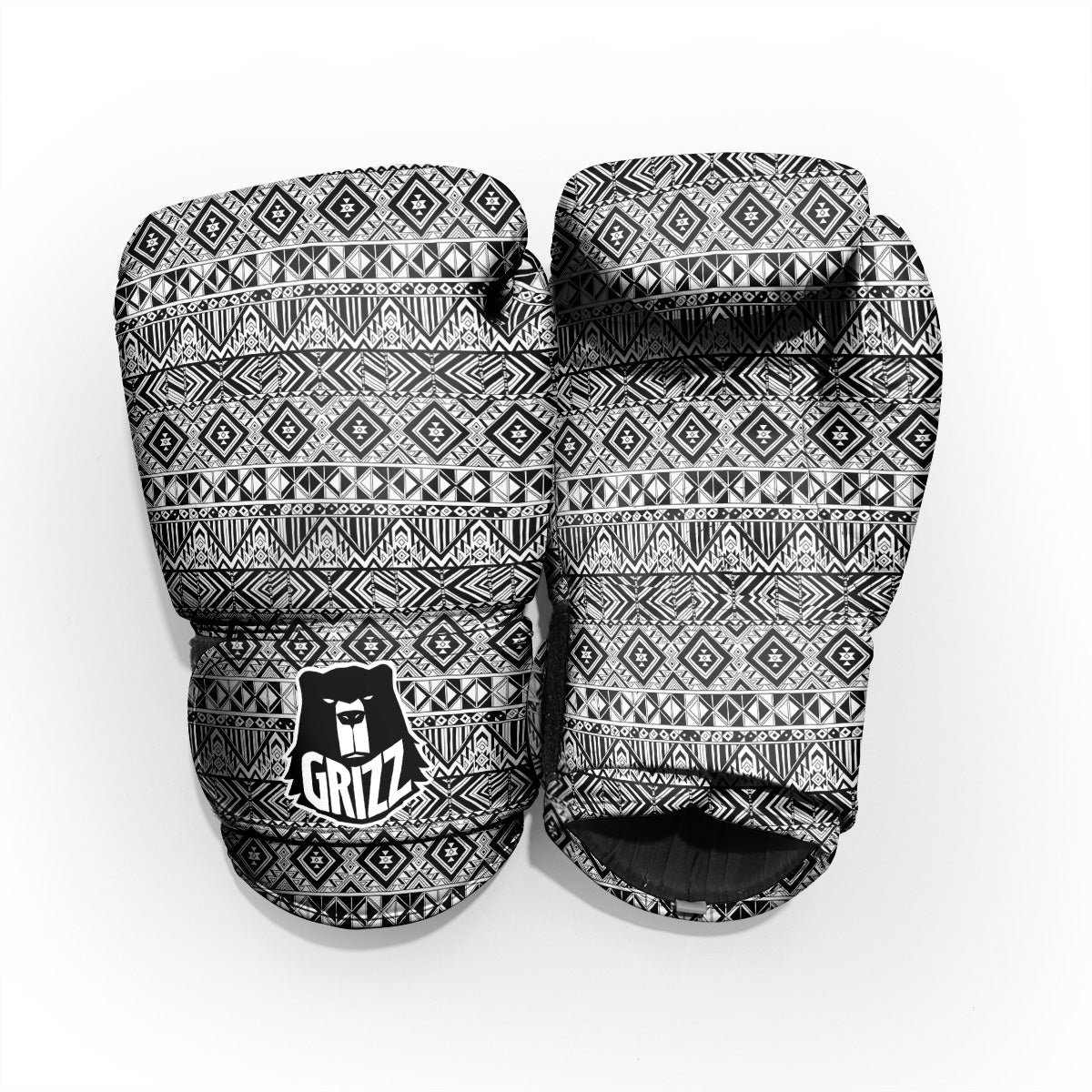 Aztec Ethnic White And Black Print Pro Boxing Glove