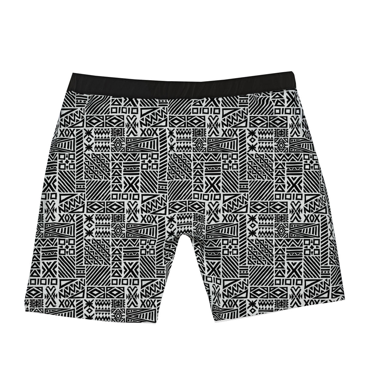 Aztec Geometric White And Black Print Boxer Briefs-grizzshop
