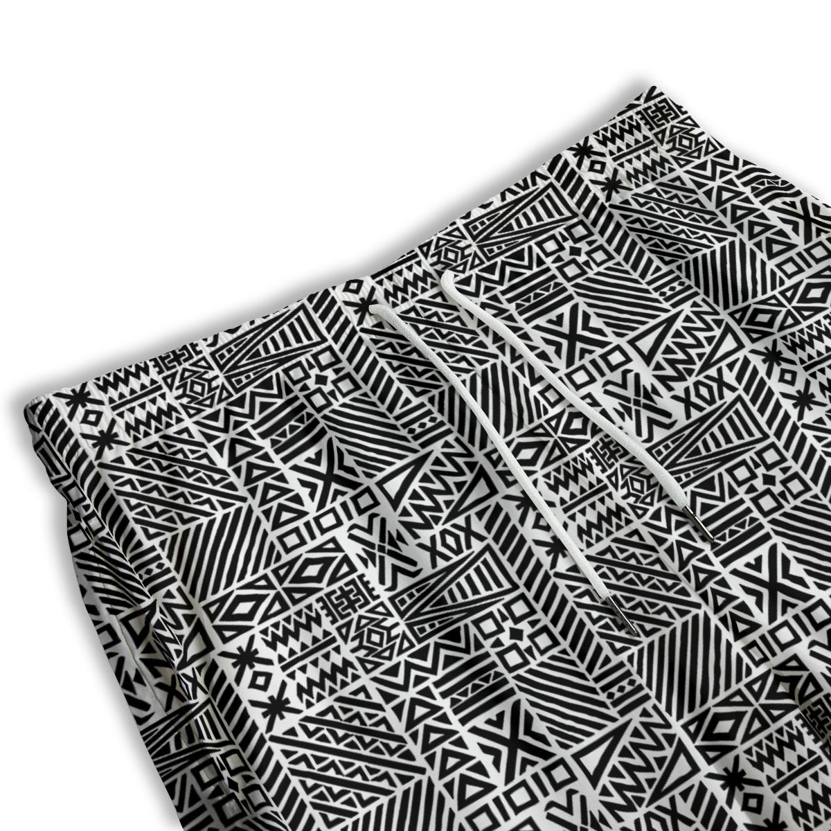 Aztec Geometric White And Black Print Men's Athletic Shorts