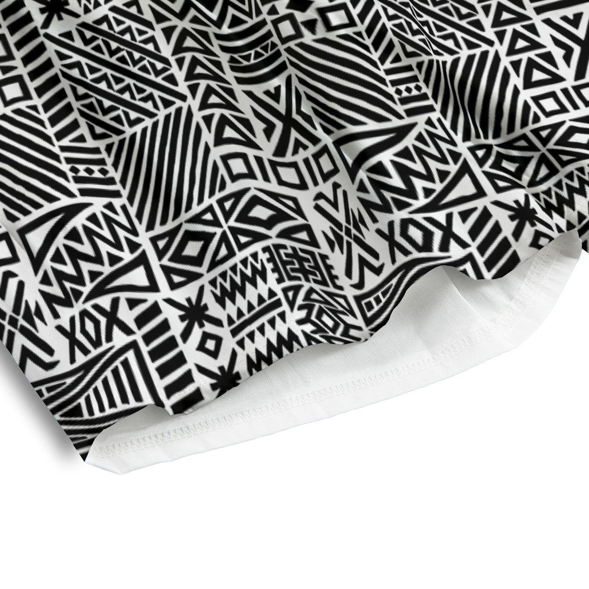 Aztec Geometric White And Black Print Men's Athletic Shorts