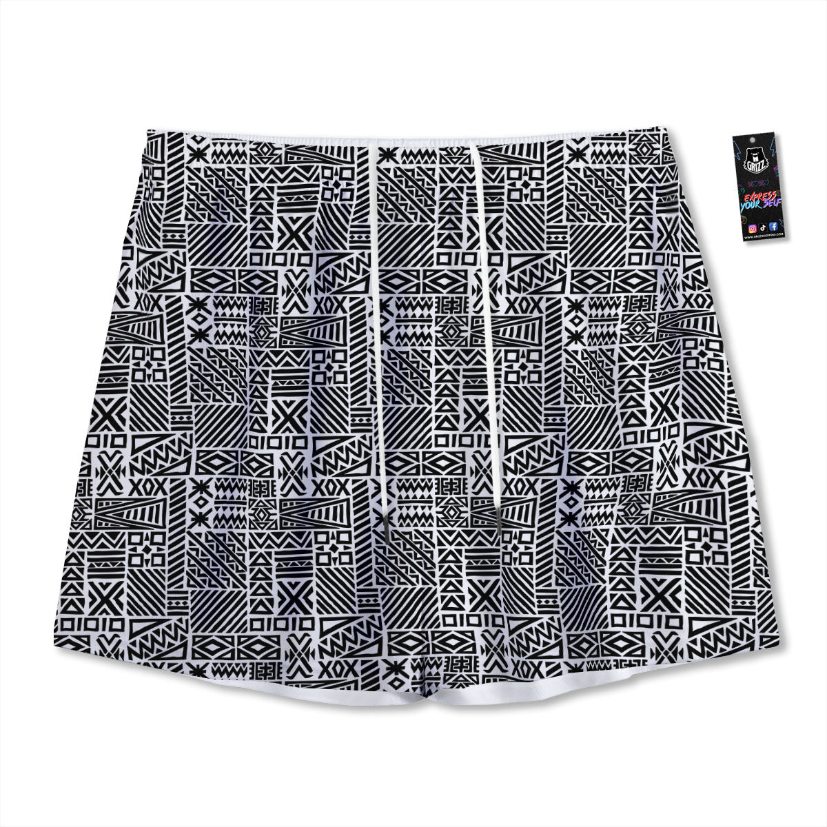 Buffalo Plaid Black And Green Print Mesh Shorts