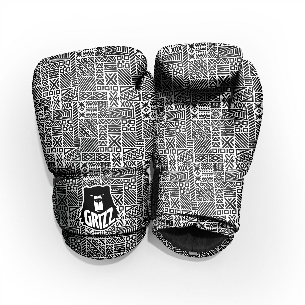 Aztec Geometric White And Black Print Pro Boxing Glove