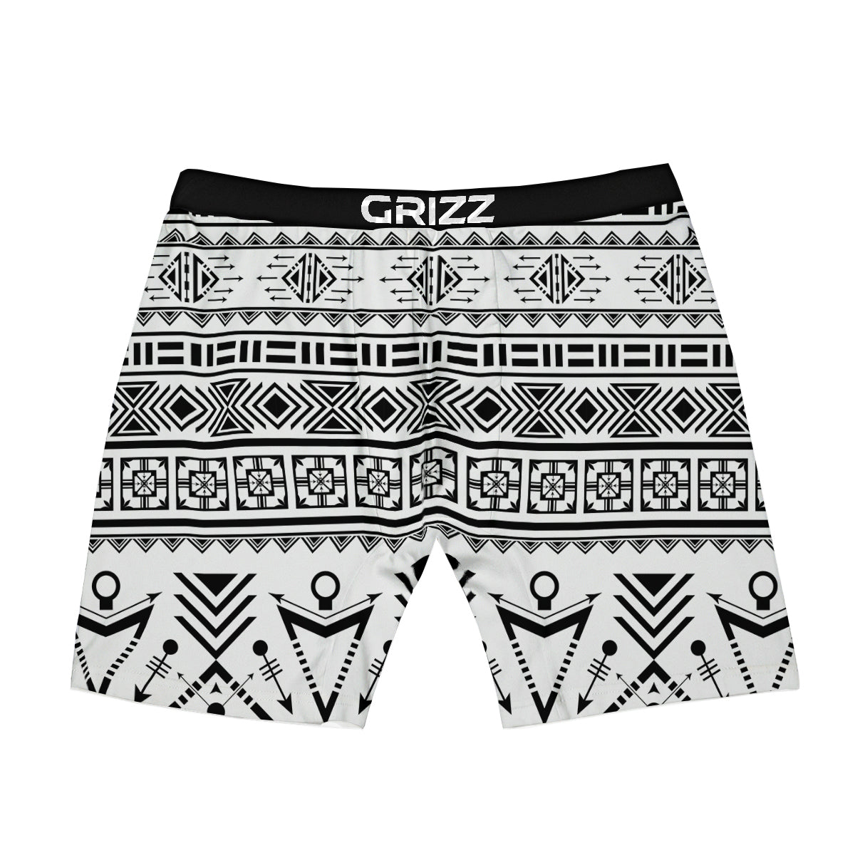 Aztec Grey And White Print Pattern Boxer Briefs-grizzshop