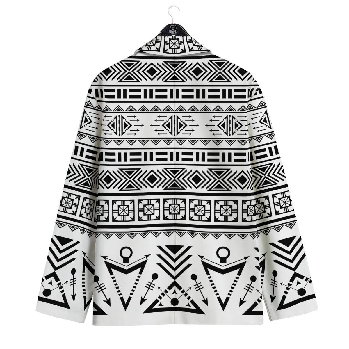 Aztec Grey And White Print Pattern Men's Sport Coat-grizzshop