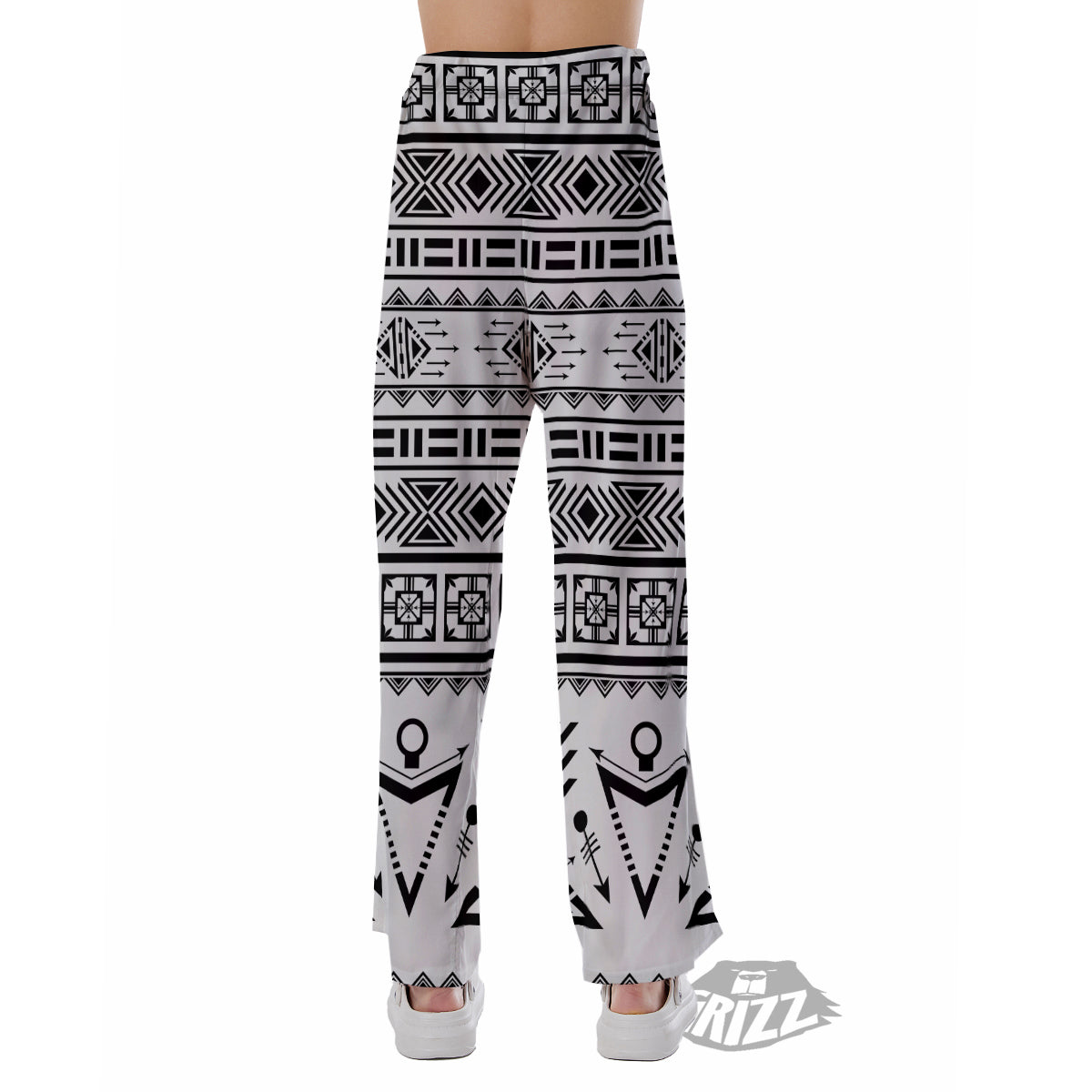 Aztec Grey And White Print Pattern Pajama Pants-grizzshop