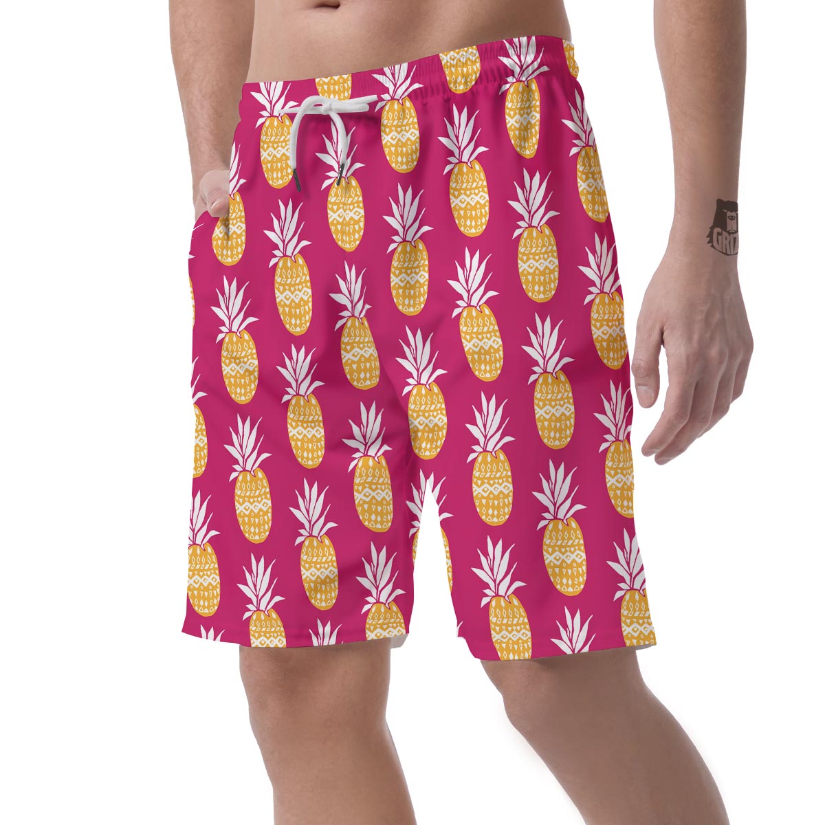 Aztec Hawaiian Pineapple Print Men's Shorts-grizzshop