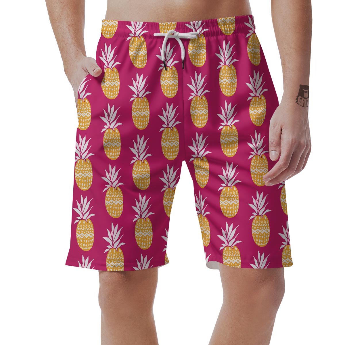 Aztec Hawaiian Pineapple Print Men's Shorts-grizzshop