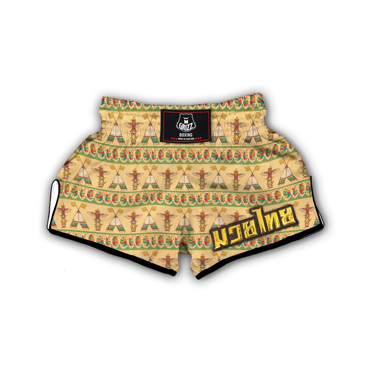 Aztec Indians Navajo Tribal Native American Print Muay Thai Boxing Shorts-grizzshop