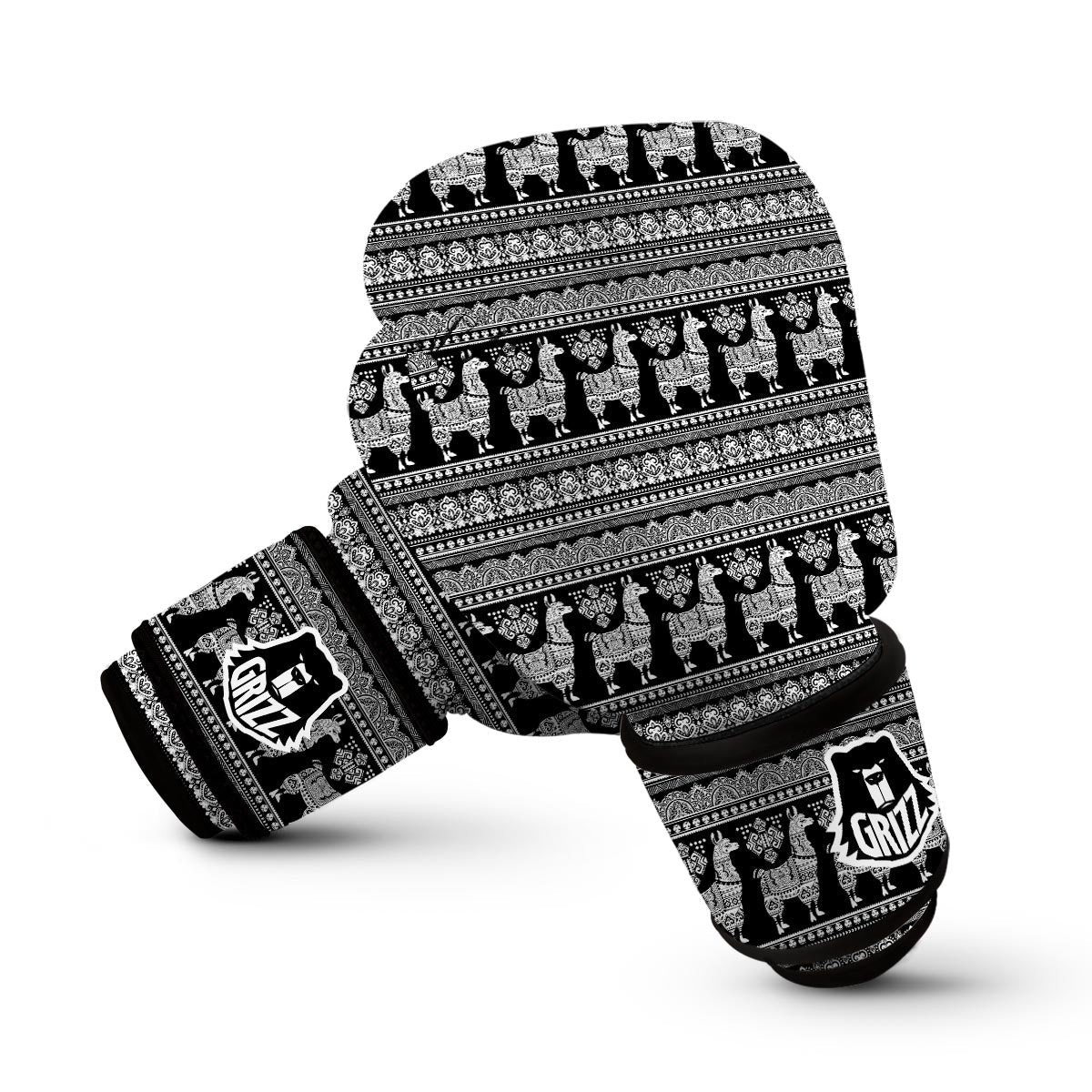Aztec Llama Pattern Print Boxing Gloves-grizzshop