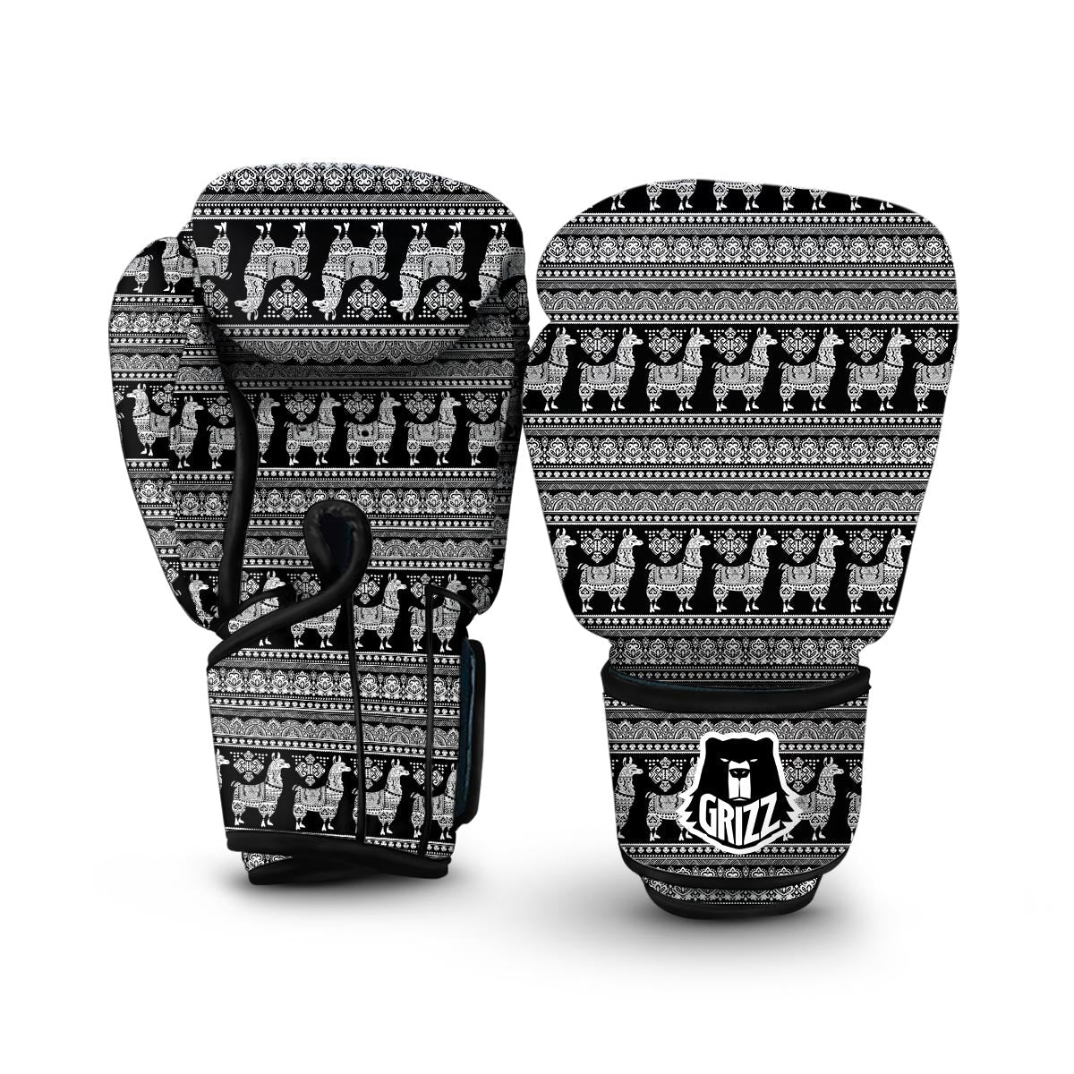 Aztec Llama Pattern Print Boxing Gloves-grizzshop