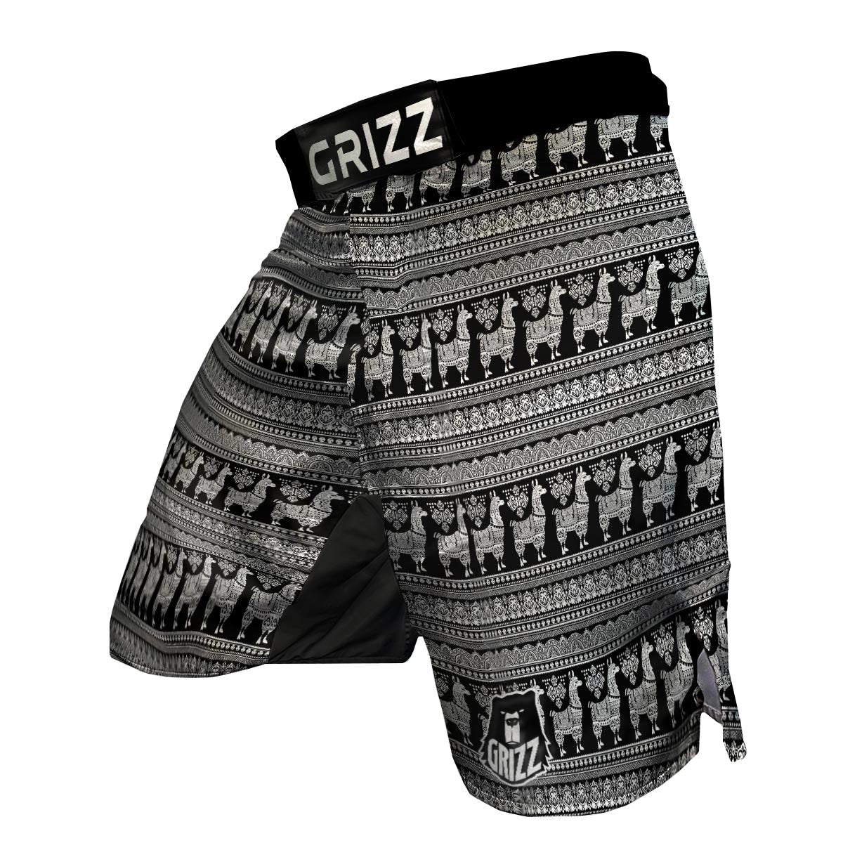 Aztec Llama Pattern Print MMA Shorts-grizzshop