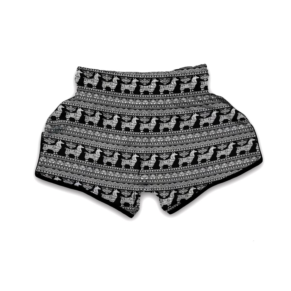 Aztec Llama Pattern Print Muay Thai Boxing Shorts-grizzshop
