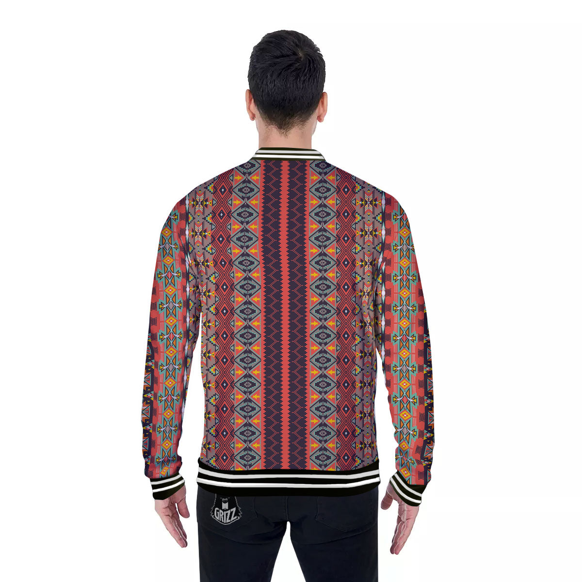 Aztec Native Tribal Print Pattern Baseball Jacket-grizzshop