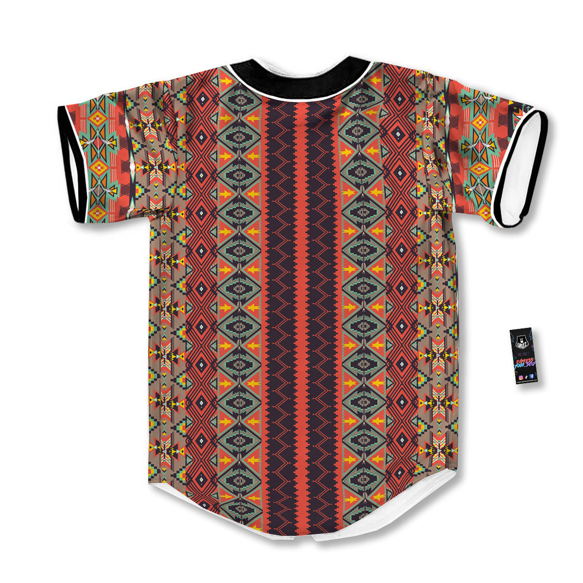 Aztec Native Tribal Print Pattern Baseball Jersey-grizzshop