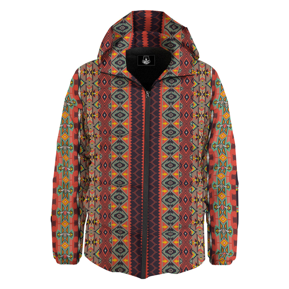 Aztec Native Tribal Print Pattern Down Jacket-grizzshop