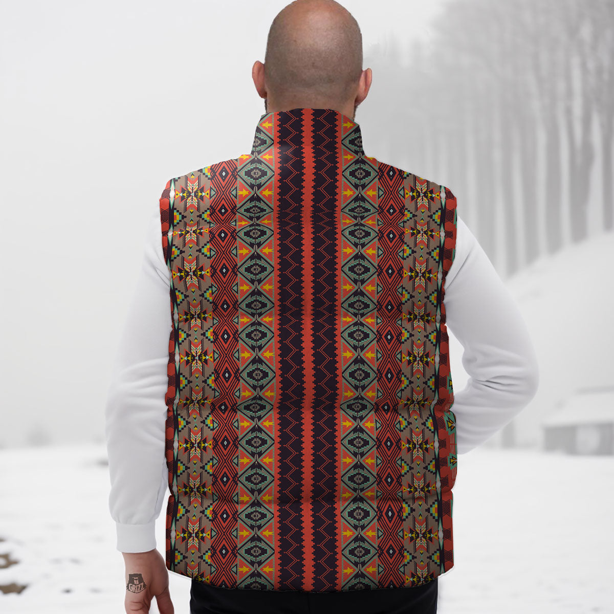 Aztec Native Tribal Print Pattern Down Vest