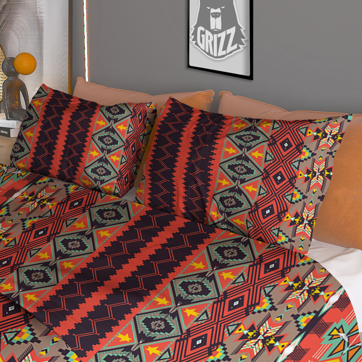 Aztec Native Tribal Print Pattern Duvet Cover Bedding Set