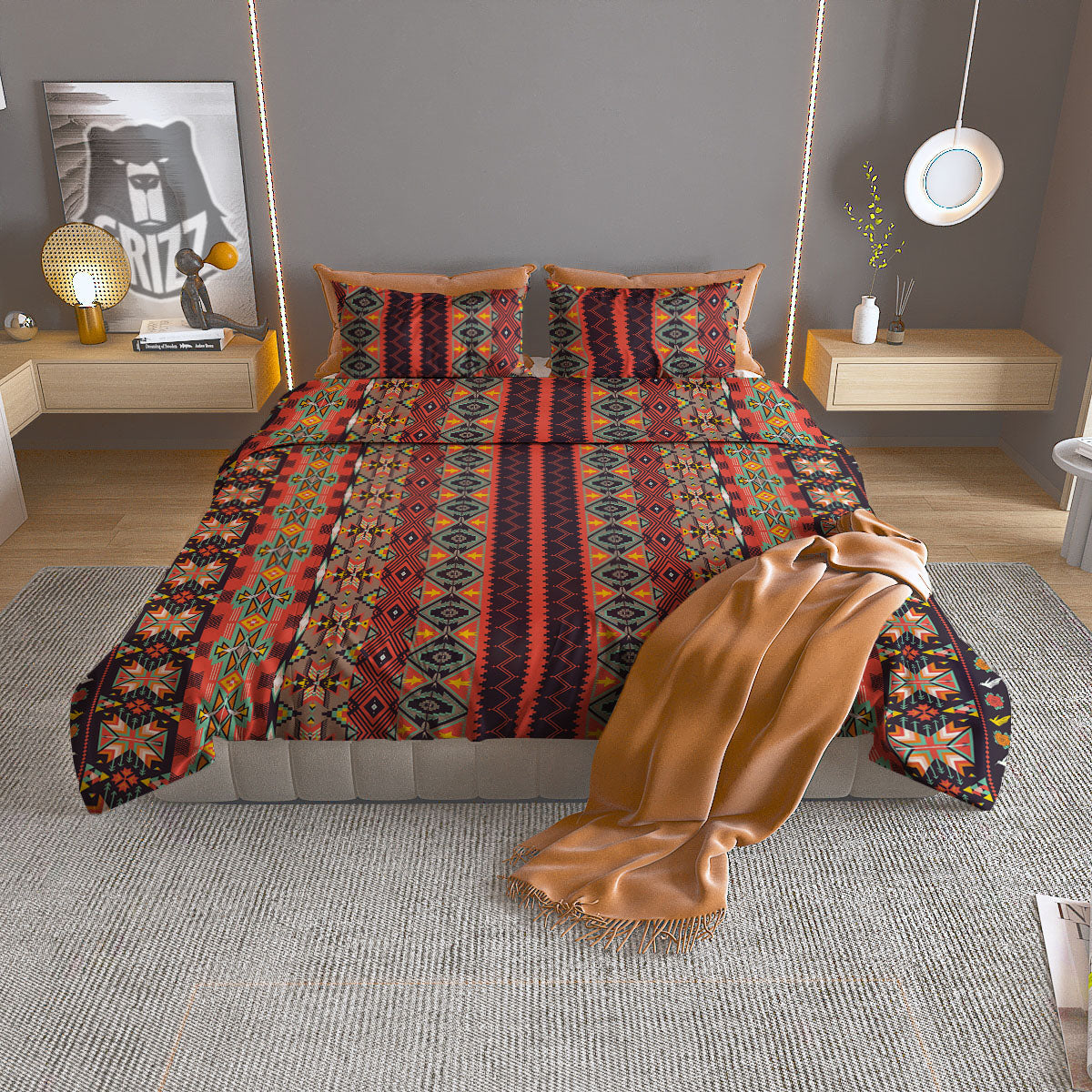 Aztec Native Tribal Print Pattern Duvet Cover Bedding Set