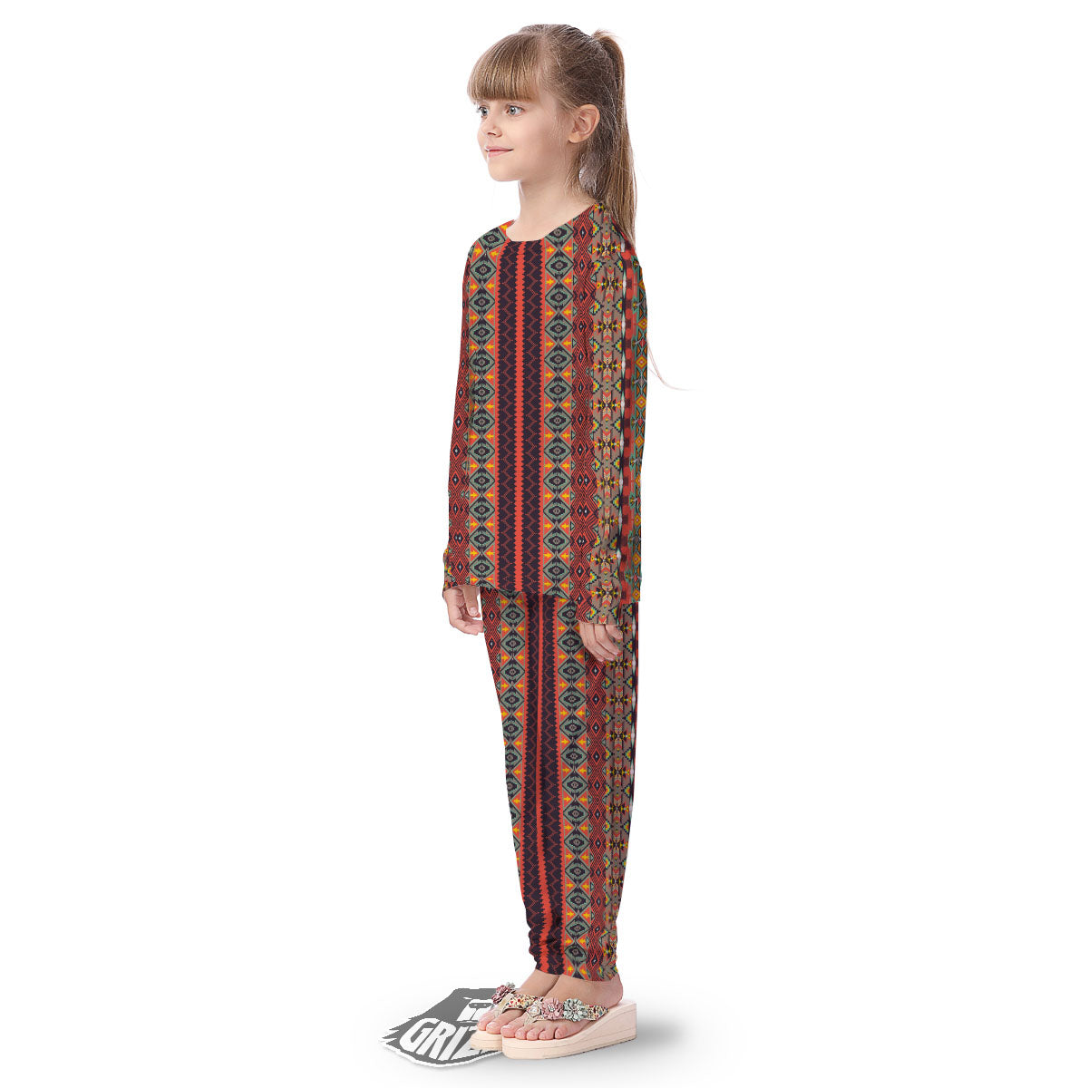 Aztec Native Tribal Print Pattern Kid's Pajamas-grizzshop