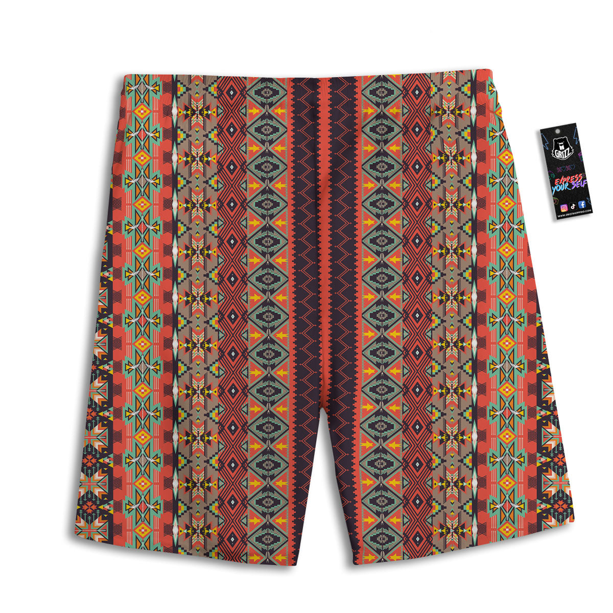 Aztec Native Tribal Print Pattern Men's Athletic Shorts