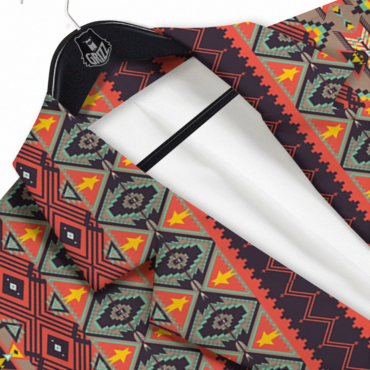 Aztec Native Tribal Print Pattern Men's Sport Coat-grizzshop