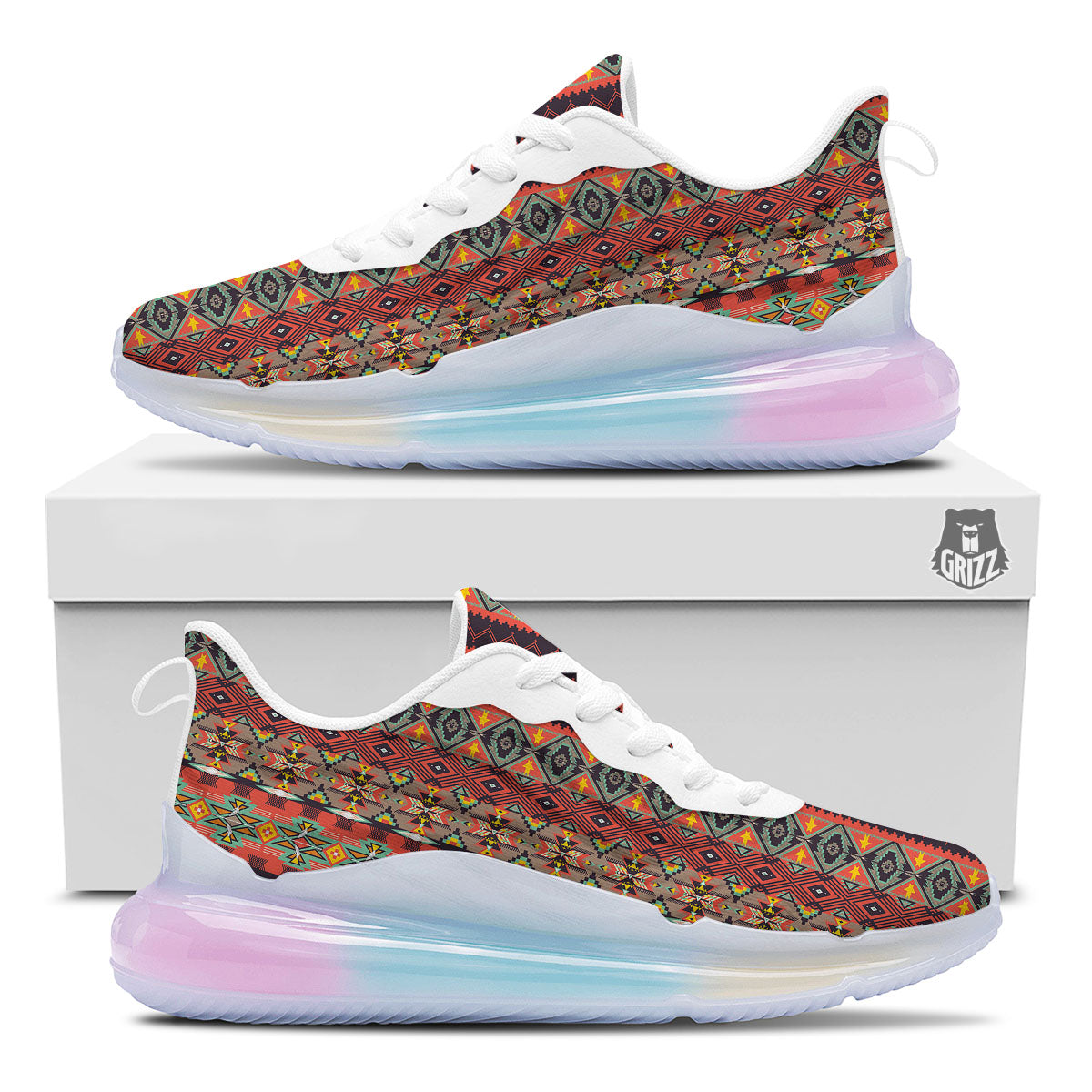 Aztec Native Tribal Print Pattern Running Sneakers-grizzshop
