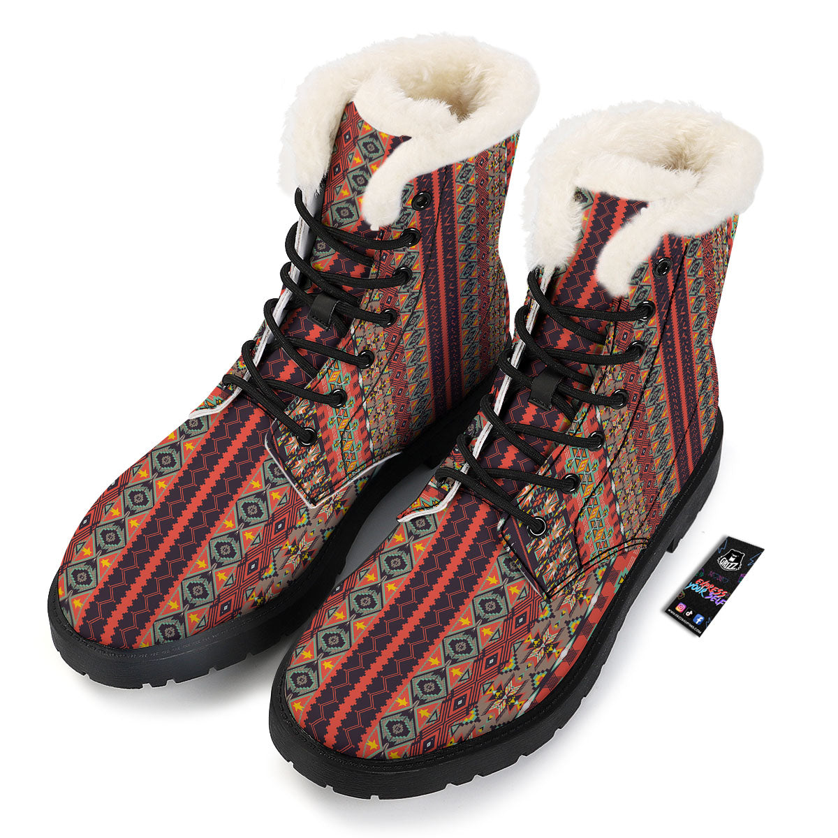 Aztec Native Tribal Print Pattern Winter Boots-grizzshop