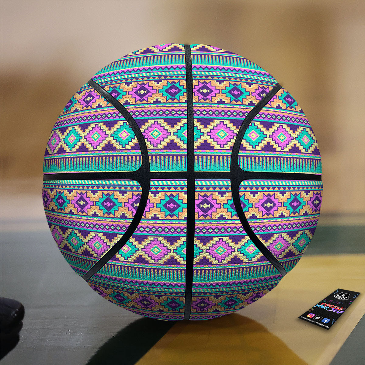 Aztec Neon Native Print Pattern Basketball-grizzshop