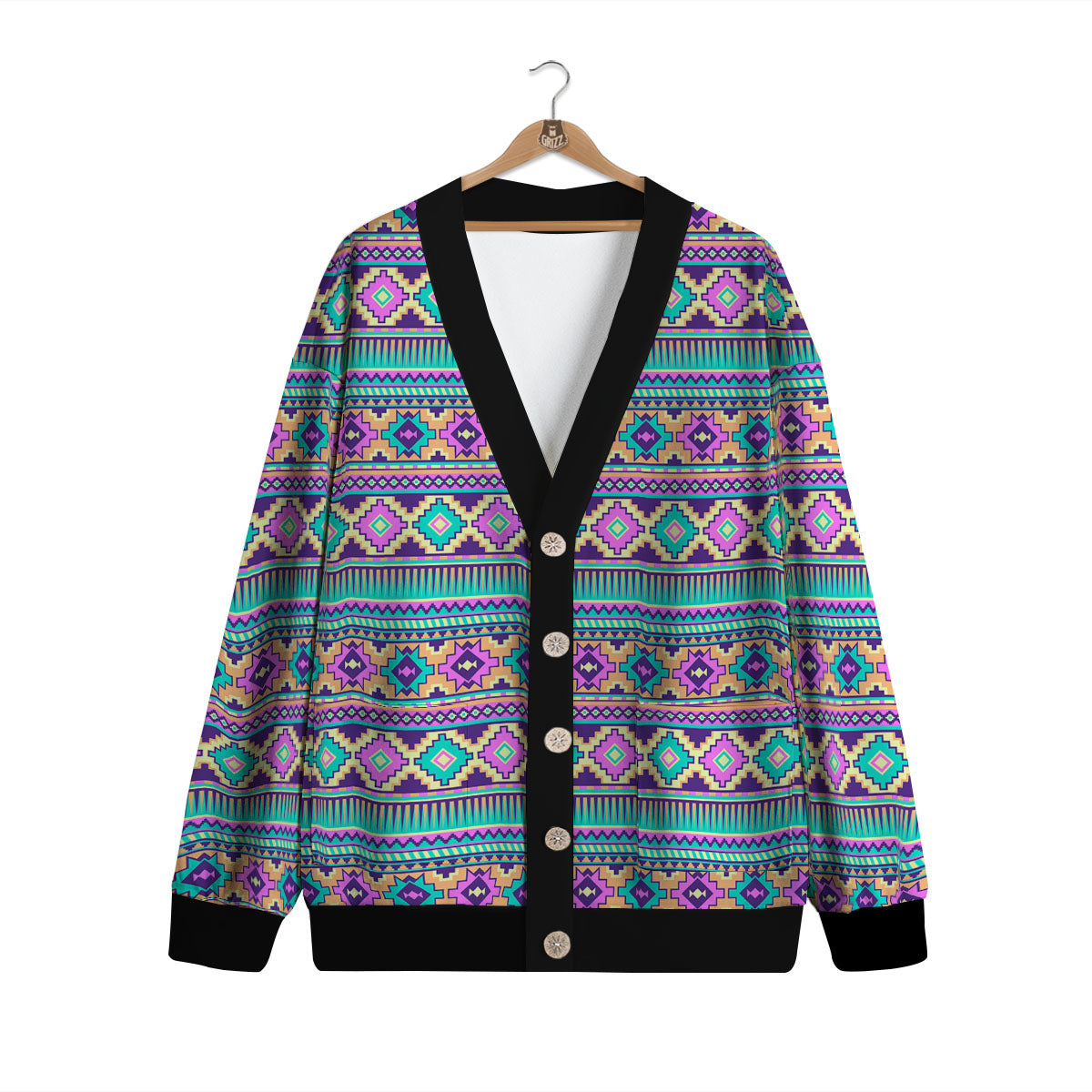 Aztec Neon Native Print Pattern Cardigan-grizzshop