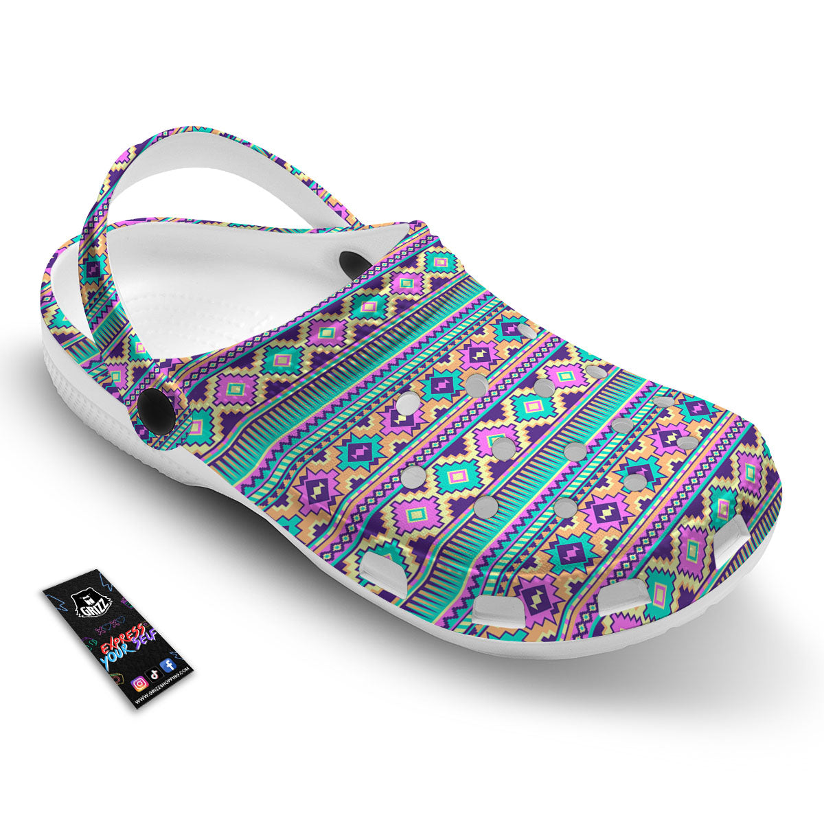 Aztec Neon Native Print Pattern Clog-grizzshop