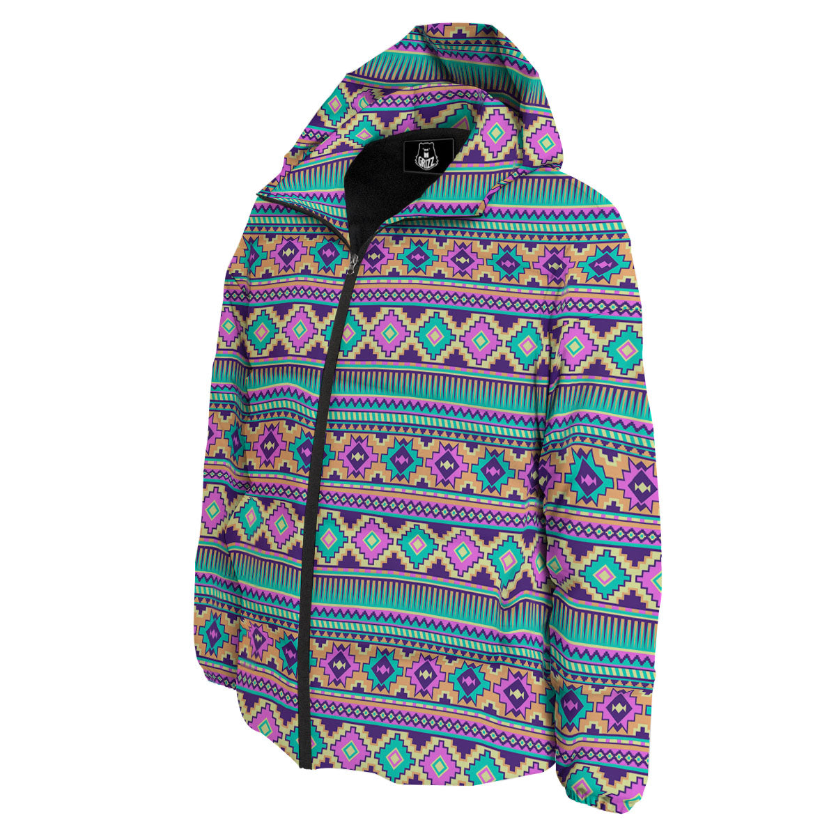 Aztec Neon Native Print Pattern Down Jacket-grizzshop
