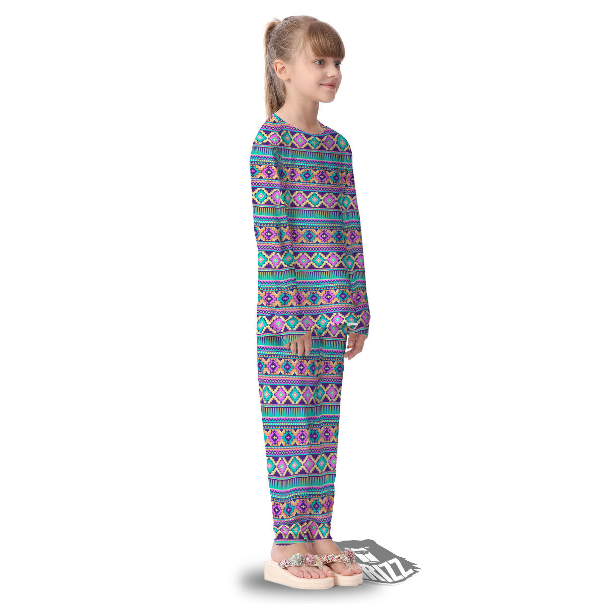 Aztec Neon Native Print Pattern Kid's Pajamas-grizzshop