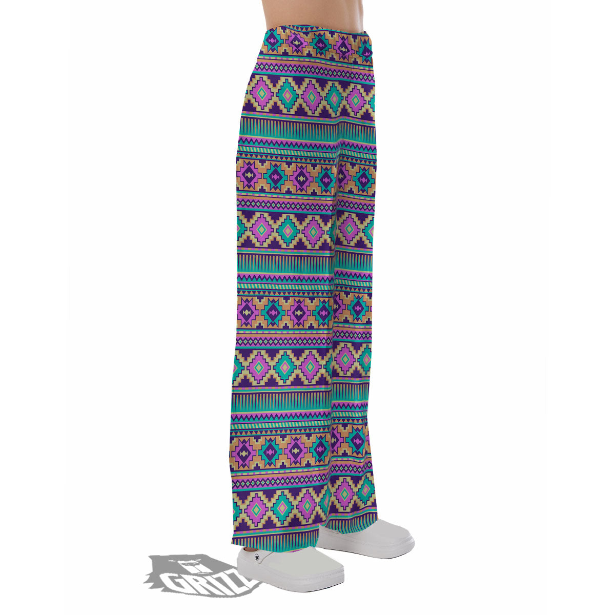 Aztec Neon Native Print Pattern Pajama Pants-grizzshop