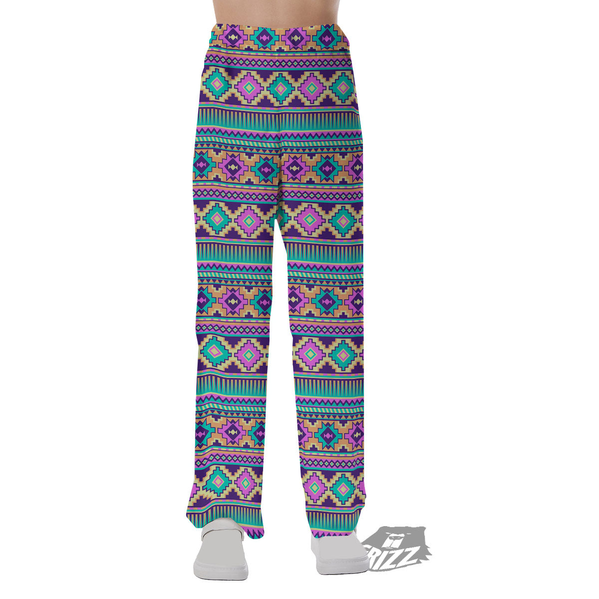 Aztec Neon Native Print Pattern Pajama Pants-grizzshop