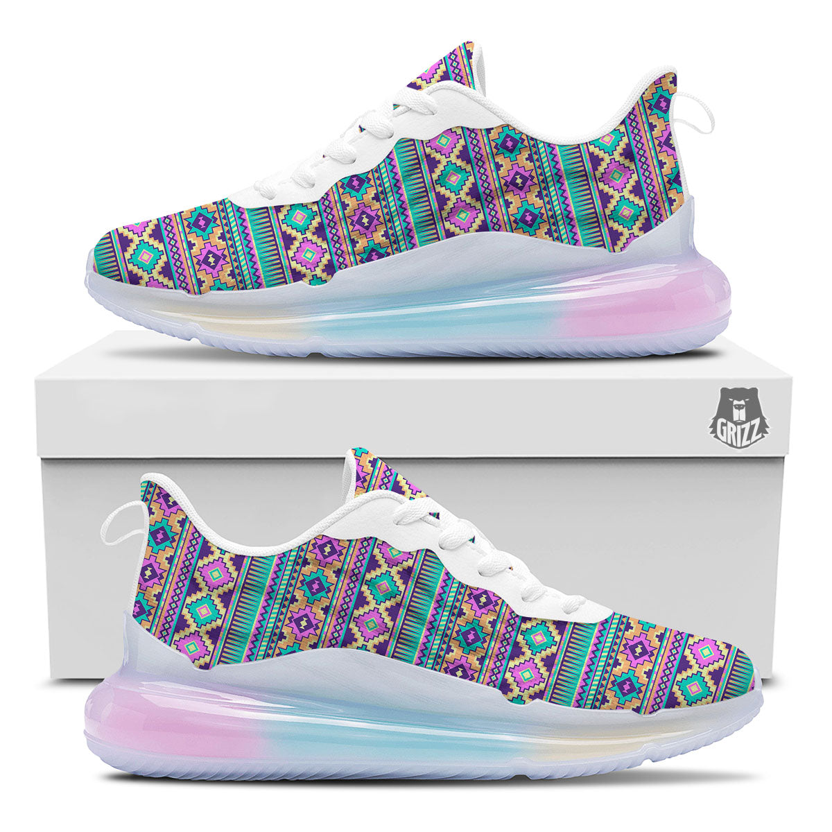 Aztec Neon Native Print Pattern Running Sneakers-grizzshop