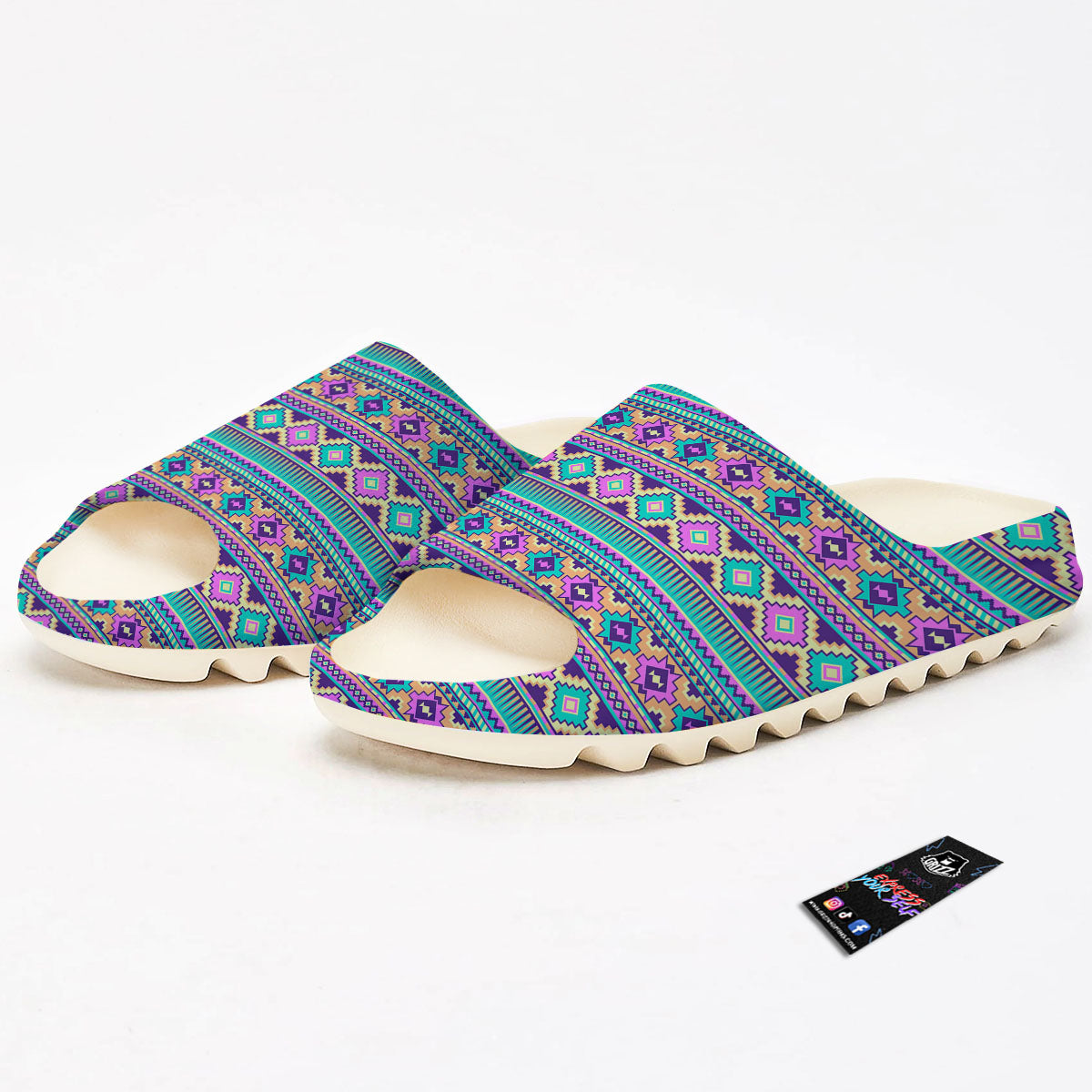 Aztec Neon Native Print Pattern Sandals-grizzshop