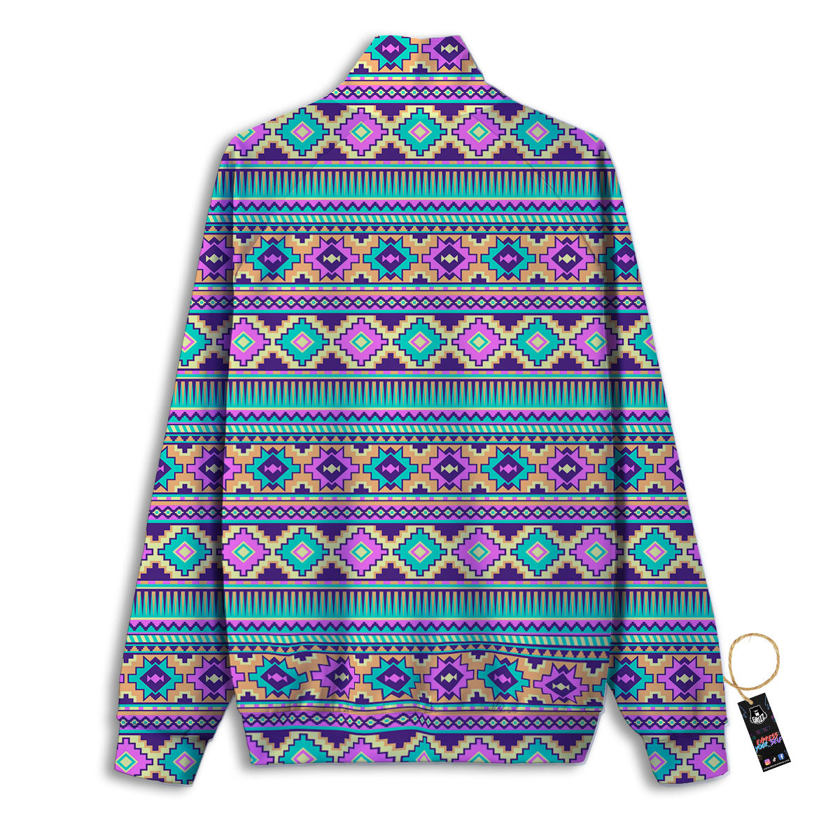 Aztec Neon Native Print Pattern Track Jacket-grizzshop