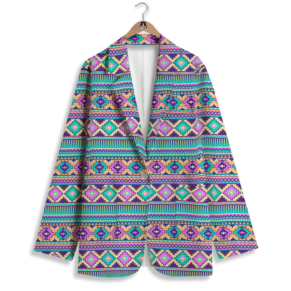 Aztec Neon Native Print Pattern Women's Blazer-grizzshop