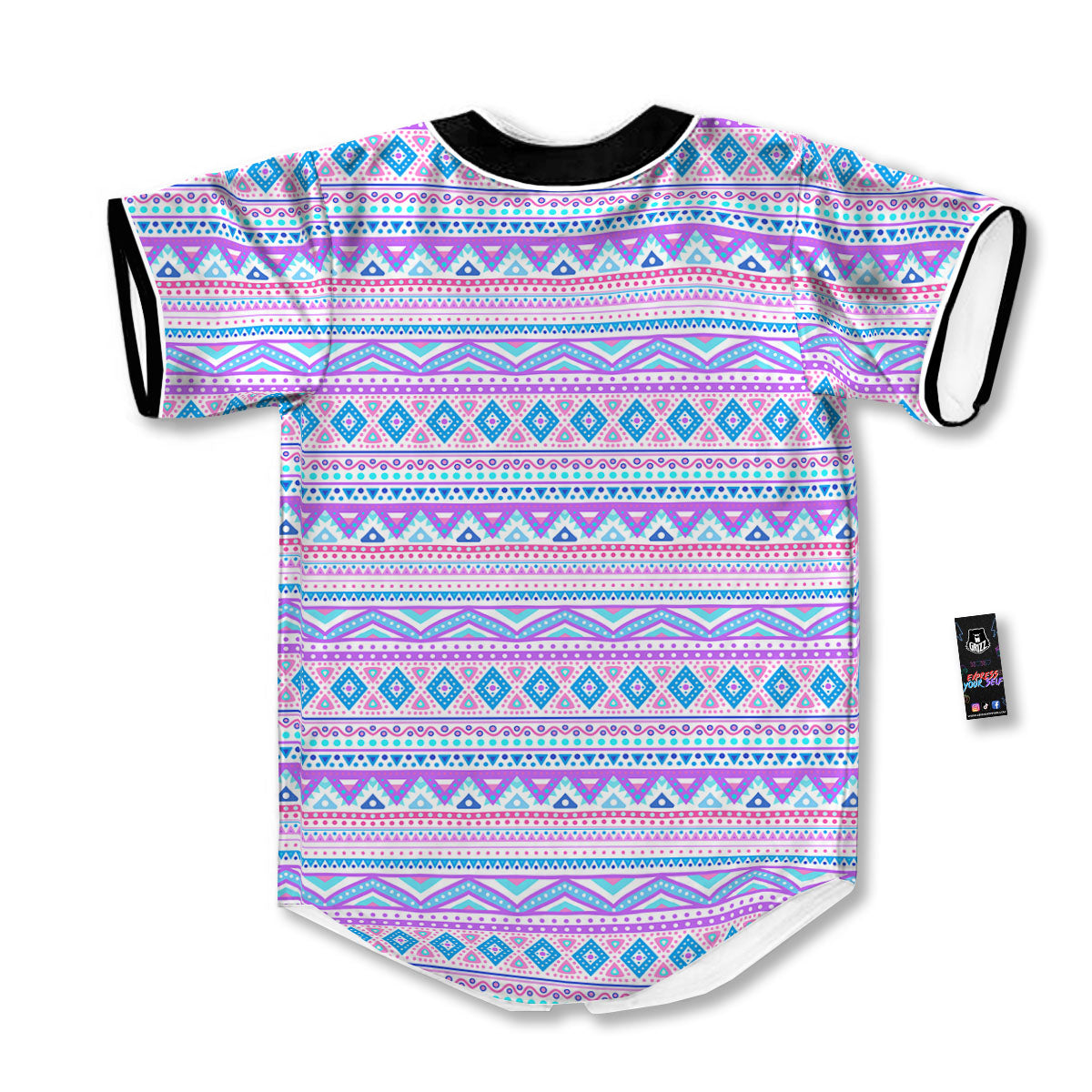 Aztec Pink And Pastel Print Pattern Baseball Jersey-grizzshop